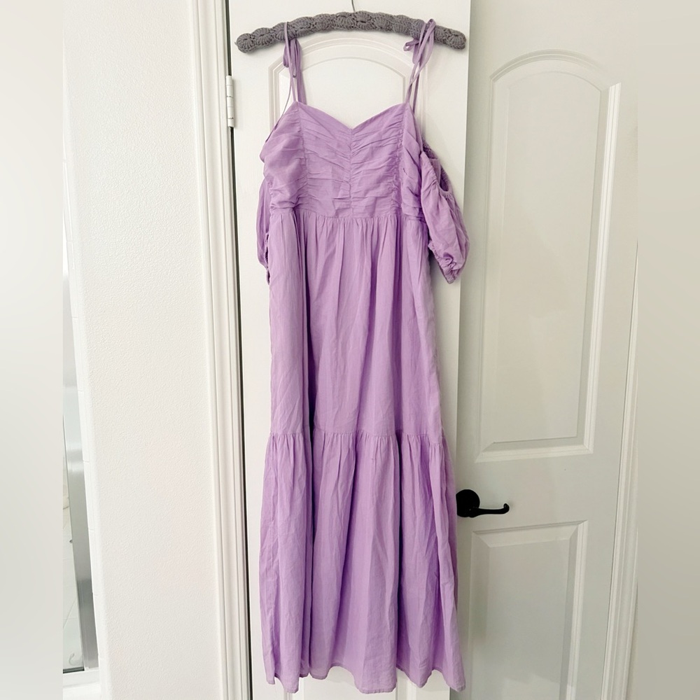 Lavender Off-Shoulder Maxi Dress